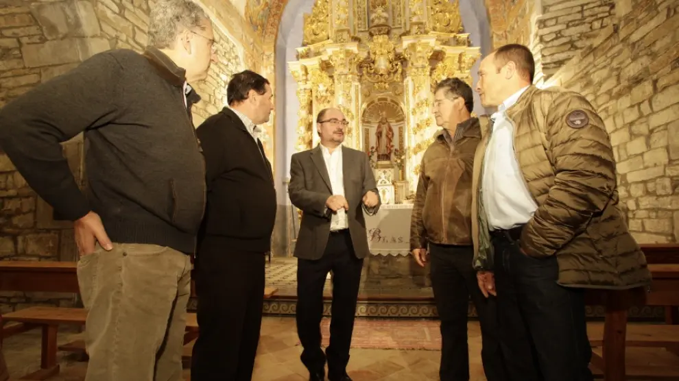 El Presidente Lambán ha visitado las obras del Monasterio de San Victorián.