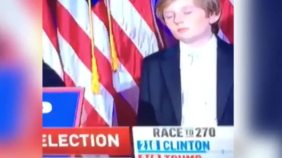 El hijo de Trump se duerme durante el discurso de su padre