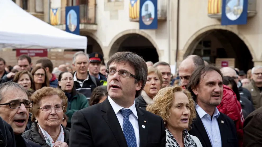 Carles Puigdemont en Amer (Gerona).
