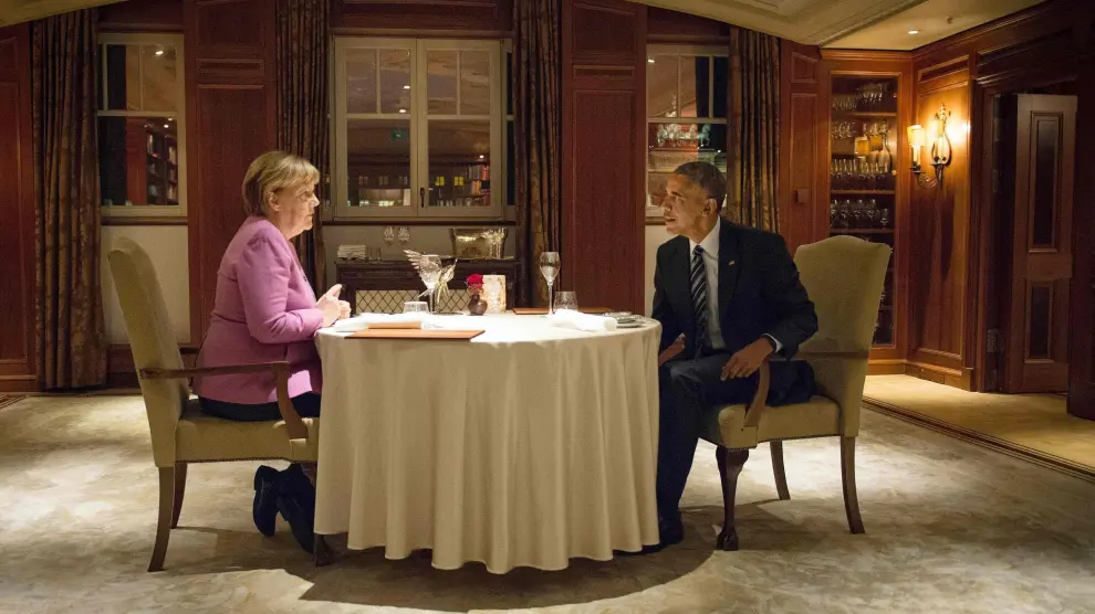 Cena de Merkel con Obama.