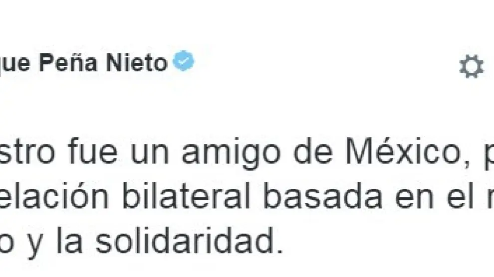 Peña Nieto envía sus condolencias a través de Twitter.