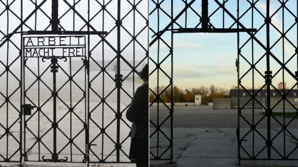 Imagen de archivo de la puerta del campo nazi de Dachau robada.