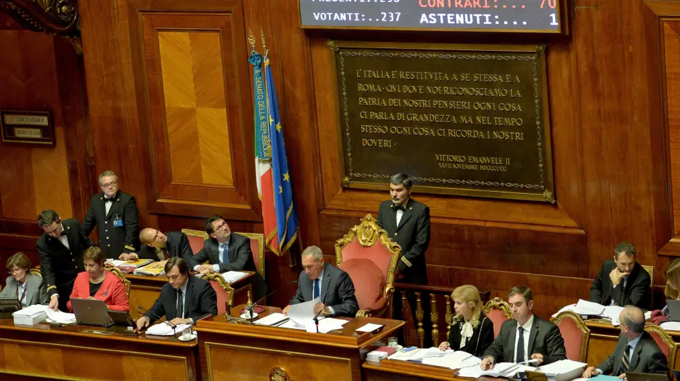 Pleno del senado italiano este miércoles.