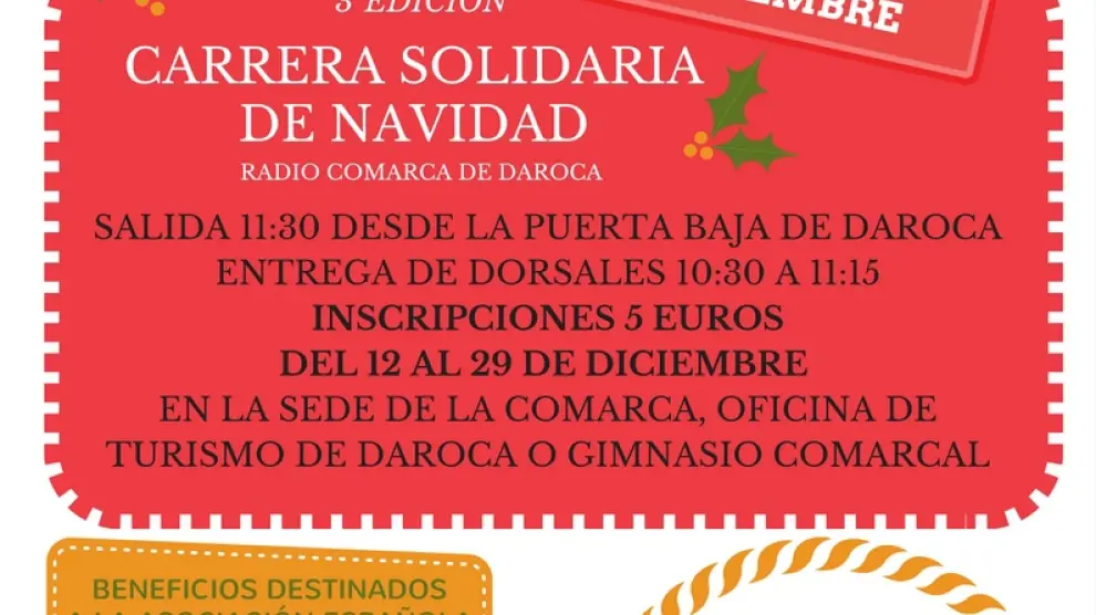 La carrera solidaria de Navidad en Daroca será el 31 de diciembre.