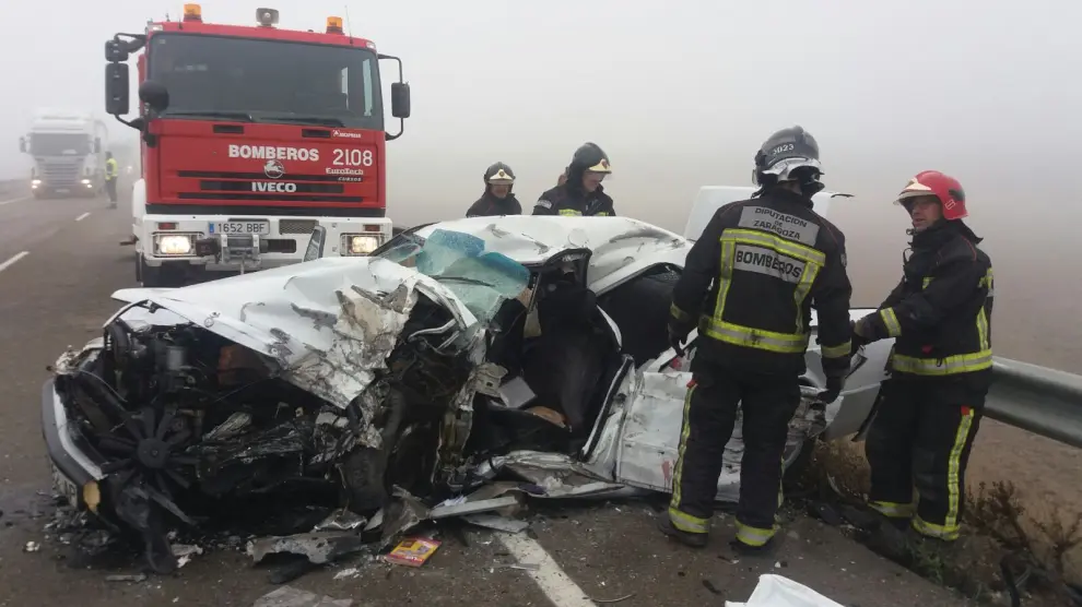 Imagen de archivo de un accidente con dos fallecidos en Belchite.