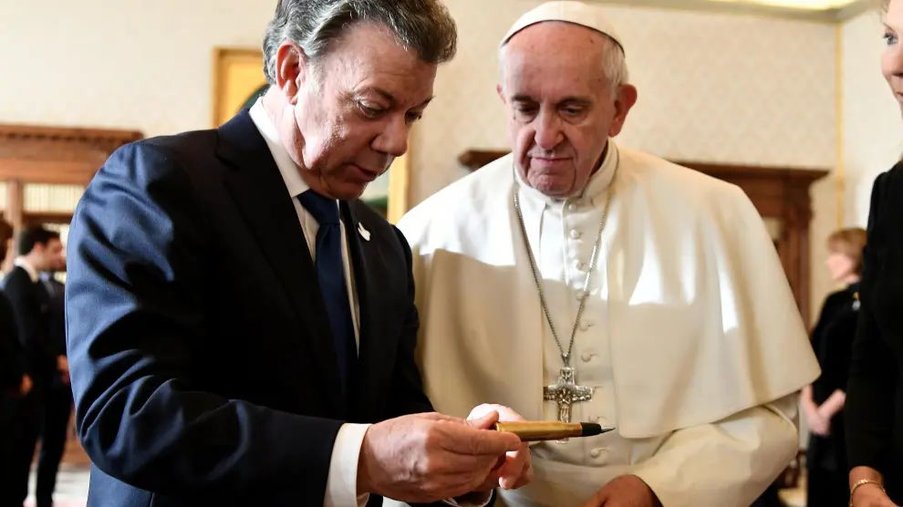 El papa Francisco se reunió este viernes con el presidente colombiano Juan Manuel Santos