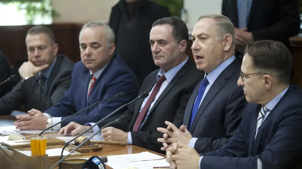 Benjamín Nethanyahu en la reunión del gabinete