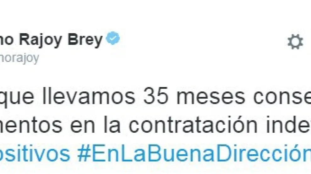Publicación en 'Twitter' de Mariano Rajoy.