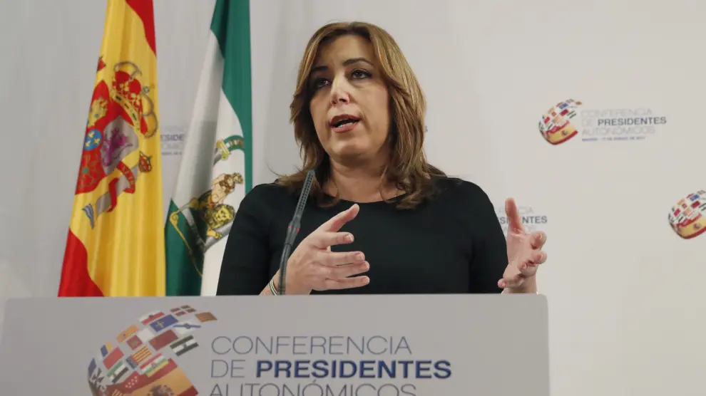 Susana Díaz en la rueda de prensa.