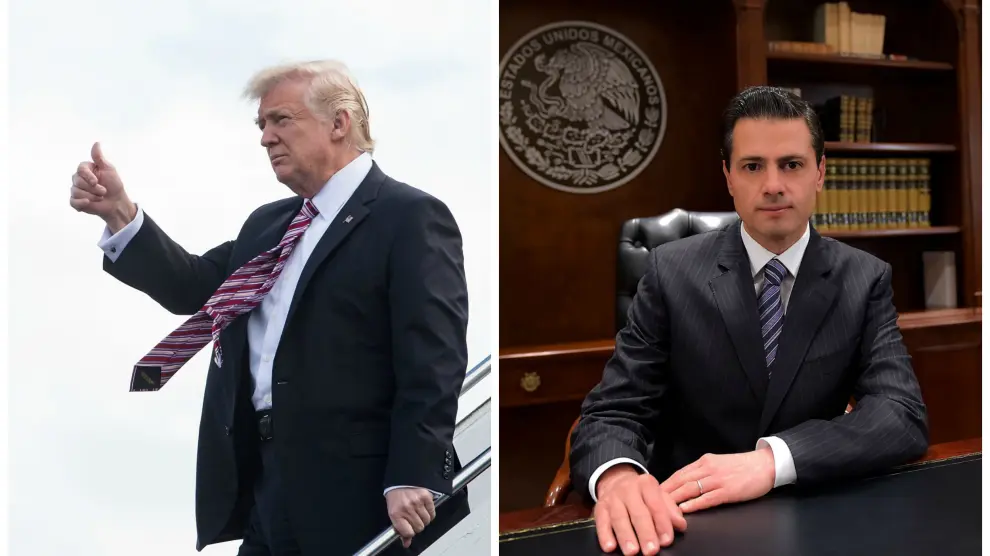 Combo de imágenes de Donald Trump y  Enrique Peña Nieto.