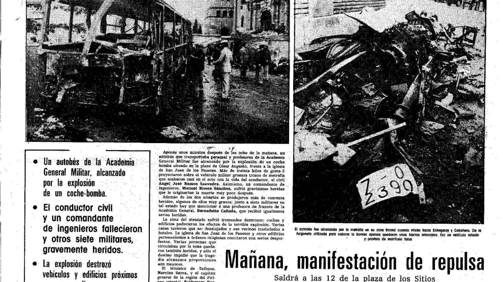 Portada de Heraldo del atentado de ETA en San Juan de los Panetes