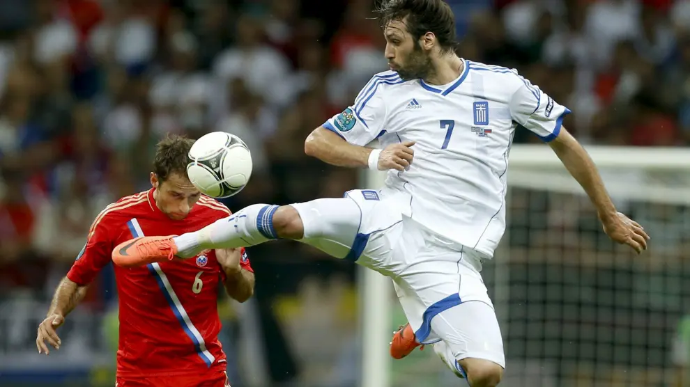 Samaras, en el Rusia-Grecia de la Eurocopa de 2012.