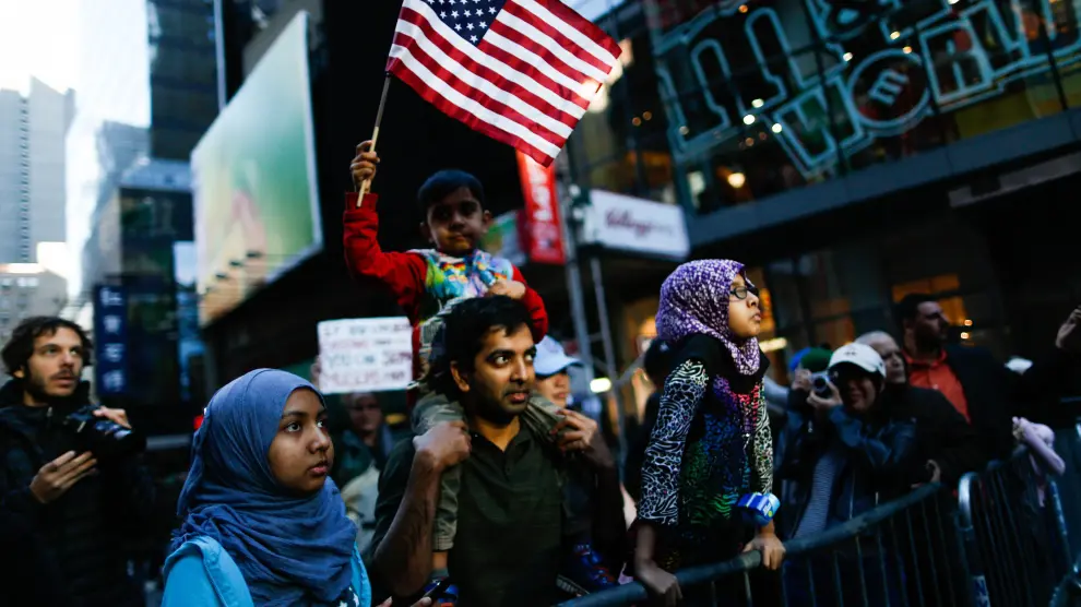 Manifestación de apoyo a los musulmanes en Nueva York