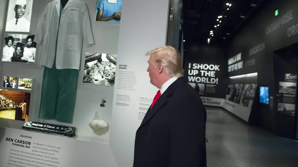 El presidente estadounidense Donald Trump, durante su visita al Museo de Historia y Cultura Afroamericana.