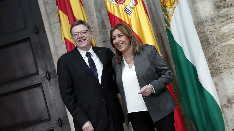 Susana Díaz, con el presidente de la Generalitat valenciana Ximo Puig