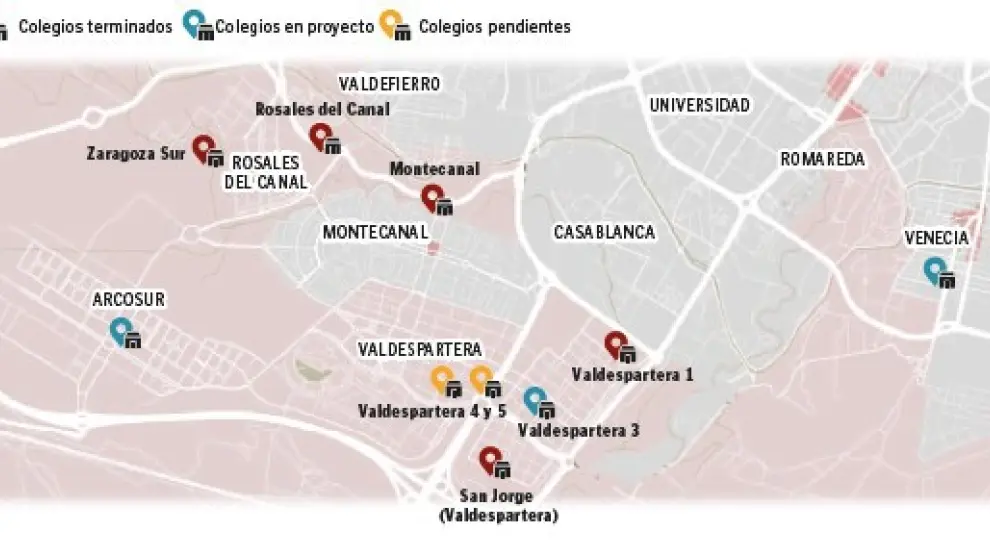 La mayor desproporción de oferta y plazas escolares está en los barrios de Montecanal y Valdespartera. También hay problemas en Cuarte