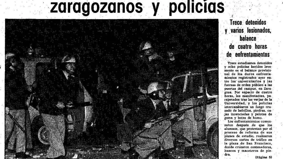 Artículo publicado en HERALDO sobre la batalla campal entre estudiantes y policía en la plaza de San Francisco hace 30 años.