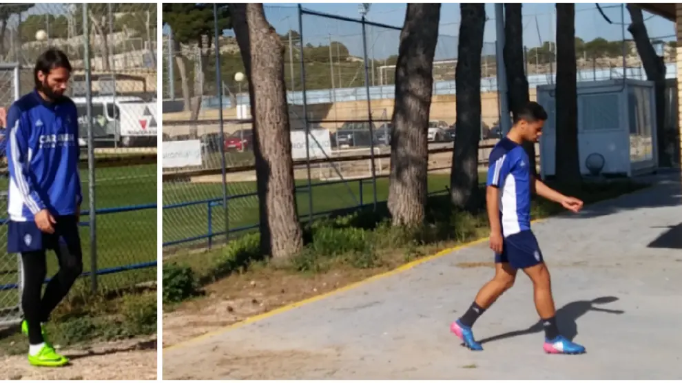 Samaras y Raí, camino de la sesión de vídeo que Raúl Agné preparó para el inicio del entrenamiento de este jueves.