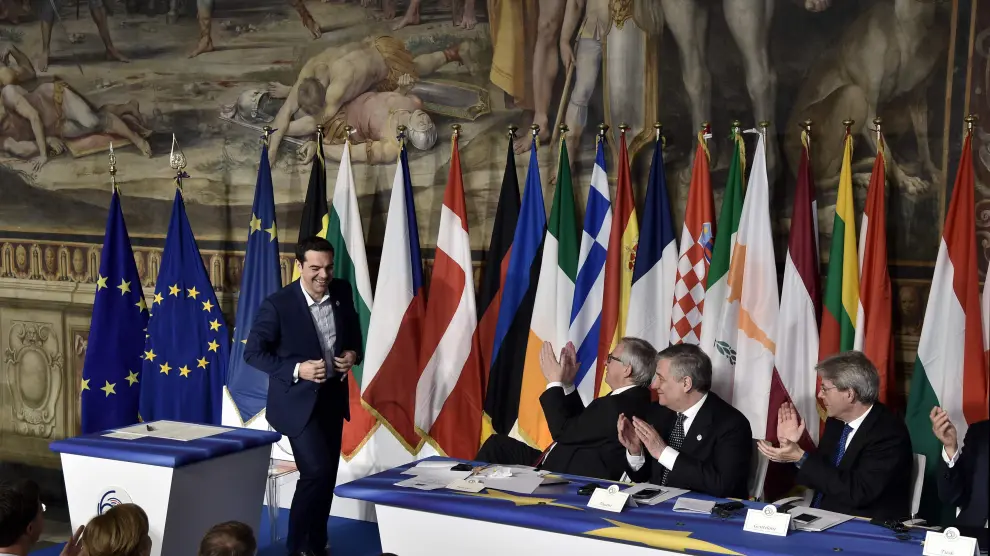 Alexis Tsipras, primer ministro griego, tras la firma de la "Declaración de Roma".