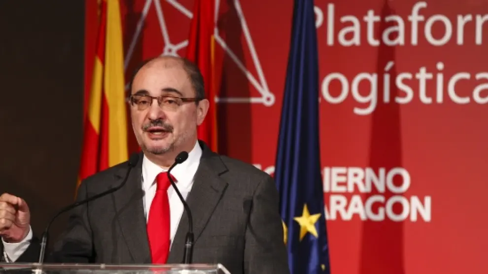 Javier Lambán en la presentación de 'Aragón, Plataforma Logística'.