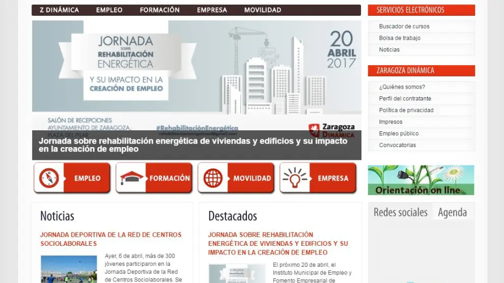 Web de Zaragoza Dinámica.
