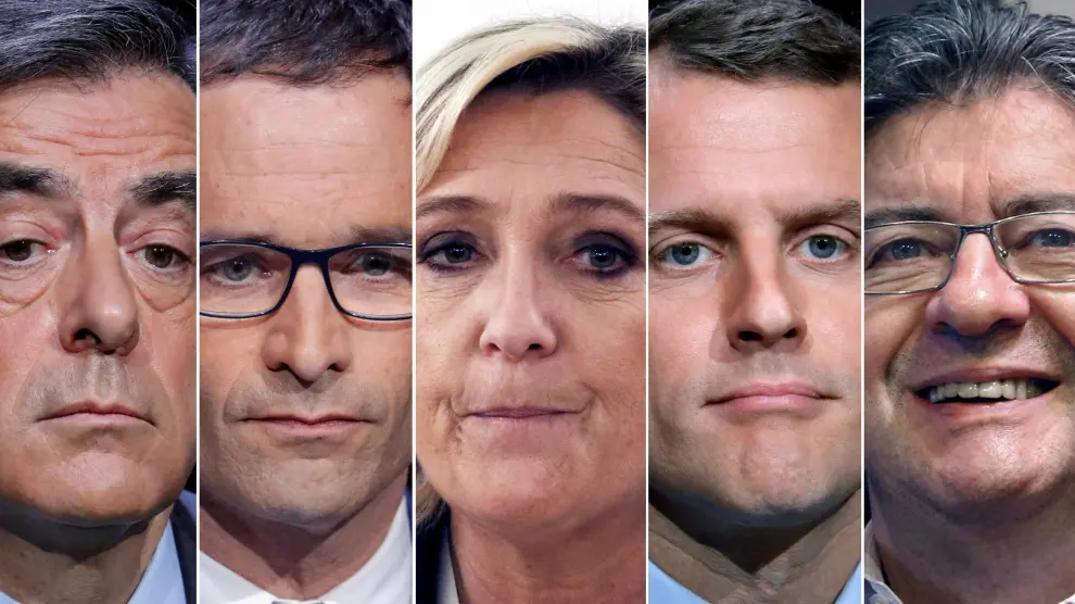 Los principales candidatos a las elecciones presidenciales francesas.
