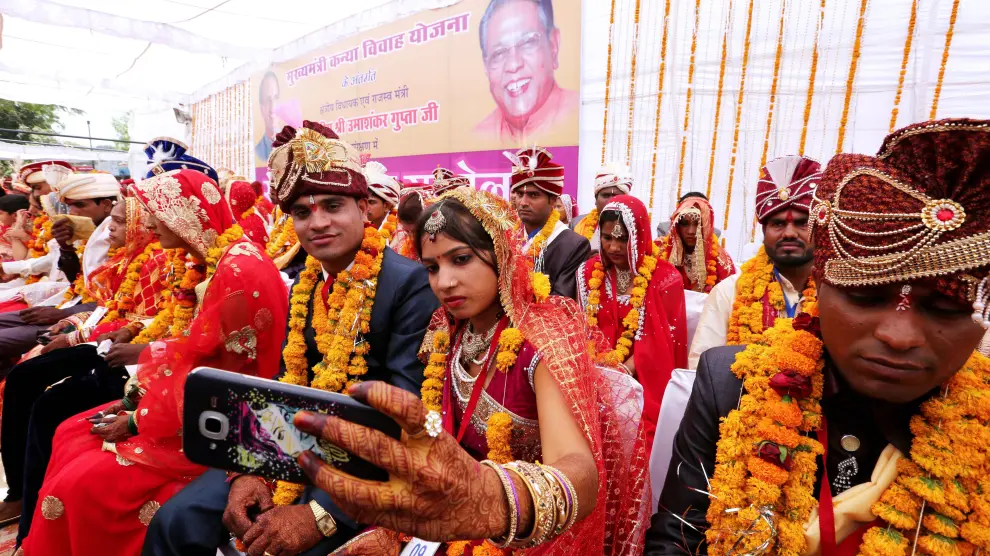 Una de las bodas grupales celebradas en la India.