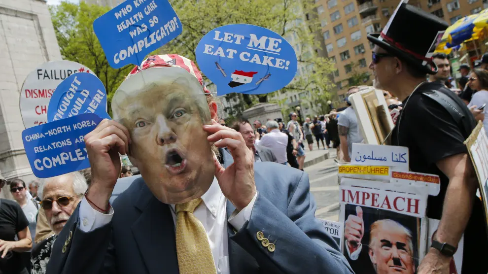 Protestas contra Trump este sábado en Nueva York.