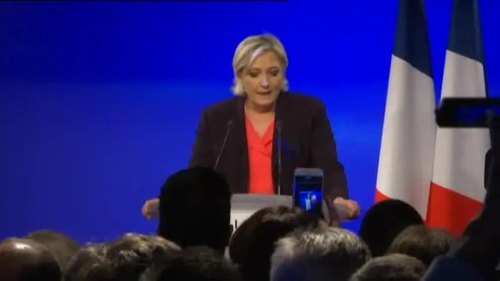 Marine Le Pen tras la victoria de Macron.