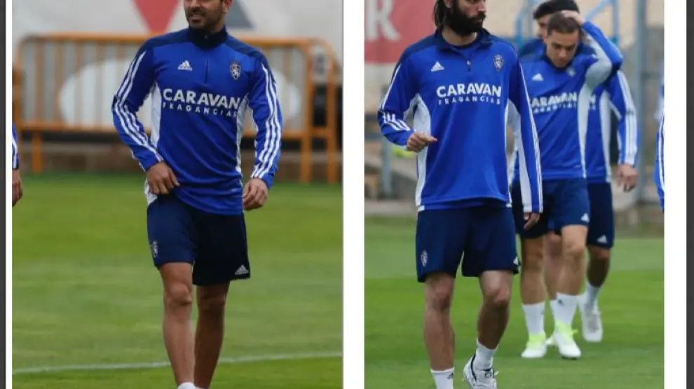 Ángel y Samaras, en la mañana de este jueves en la Ciudad Deportiva, calzados con zapatillas, sin botas, antes de acudir al gimnasio, fuera del grupo.