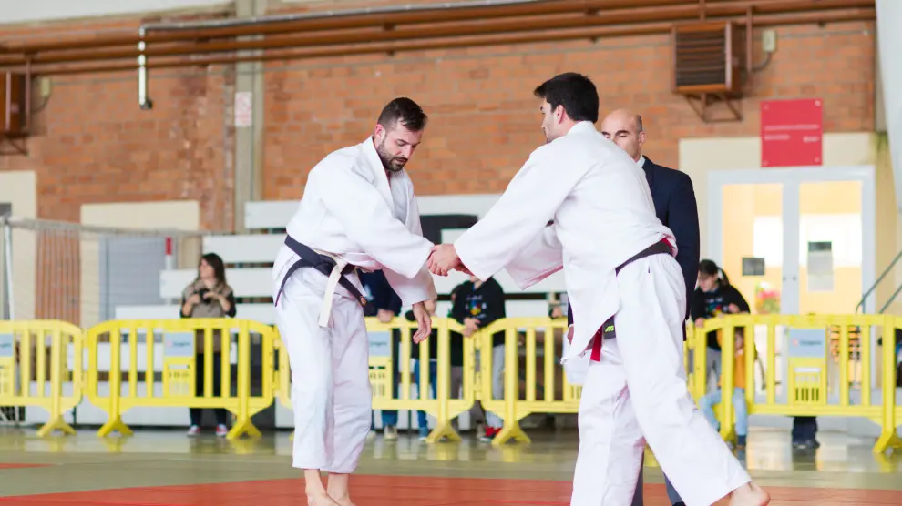 Imagen de archivo de un combate de judocas aragoneses.