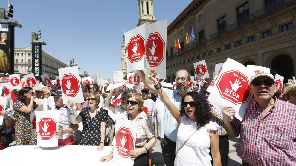 Imagen de archivo de la manifestación contra el impuesto de sucesiones en Zaragoza.
