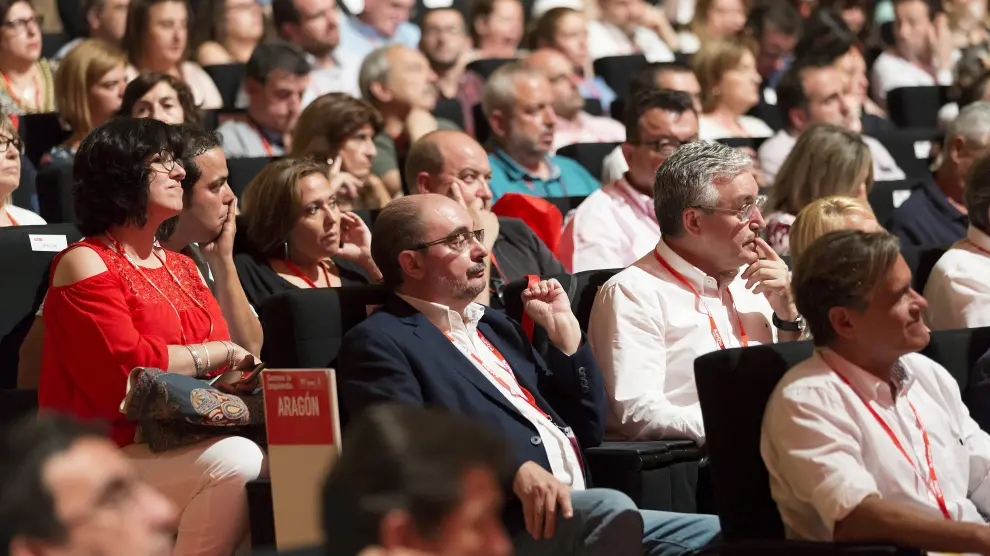 Javier Lambán, este sábado en el plenario del congreso que celebra el PSOE federal en Madrid.