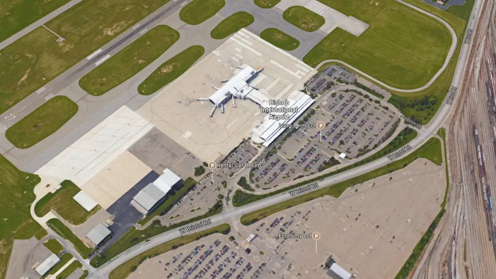 Vista del aeropuerto Bishop International de Flint, en Michigan.
