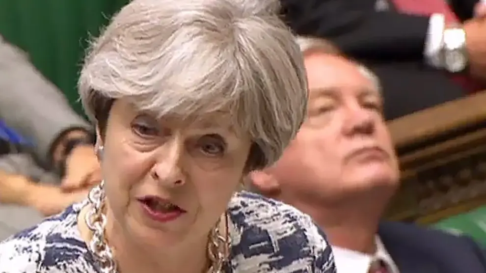La primera ministra del Reino Unido, Theresa May, este lunes en el Parlamento británico.