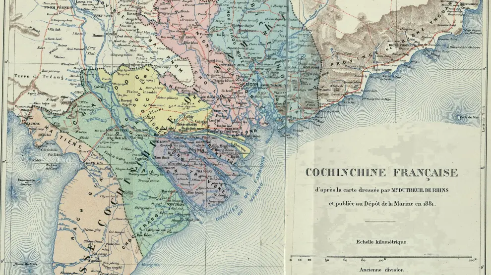Un viejo mapa francés de la Cochinchina.