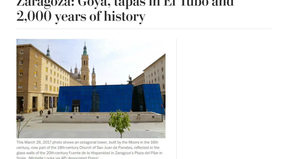 El diario estadounidense ha publicado un reportaje sobre Zaragoza.