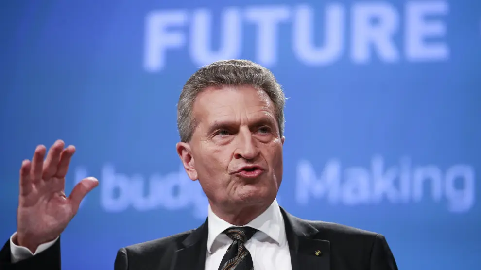 Günter Oettinger, el responsable europeo de Presupuesto, este jueves en Bruselas.