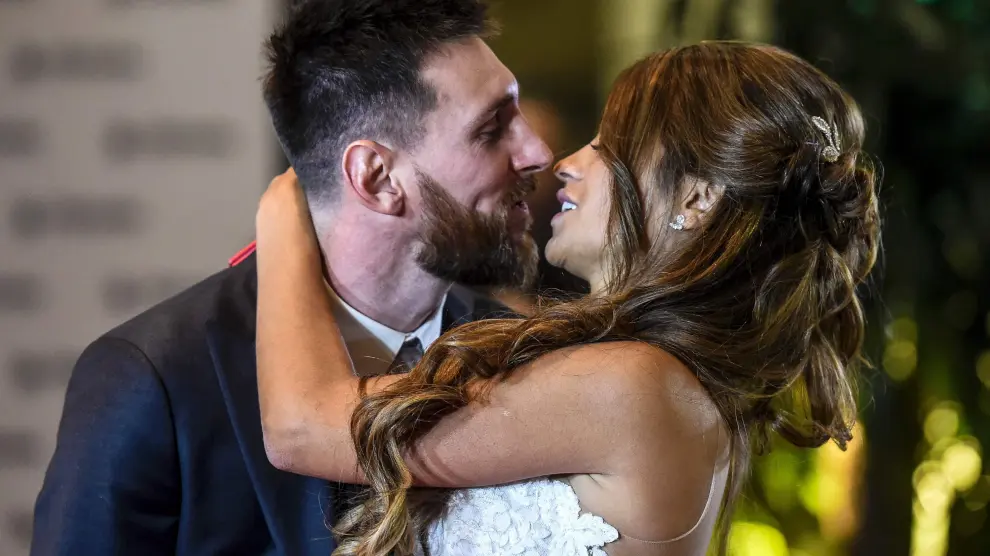 Leo Messi y Antonela Roccuzzo, durante su boda el pasado mes de junio.