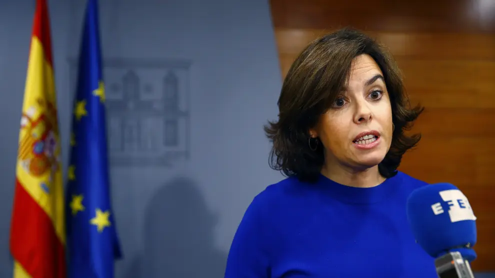 La vicepresidenta del Gobierno, Soraya Sáenz de Santamaría, este martes.