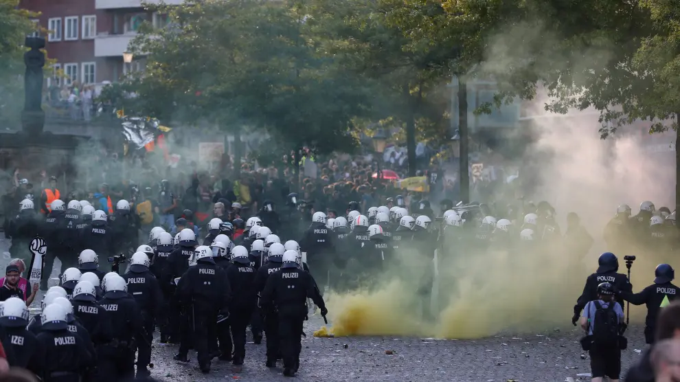 Diturbios en las calles de Hamburgo.