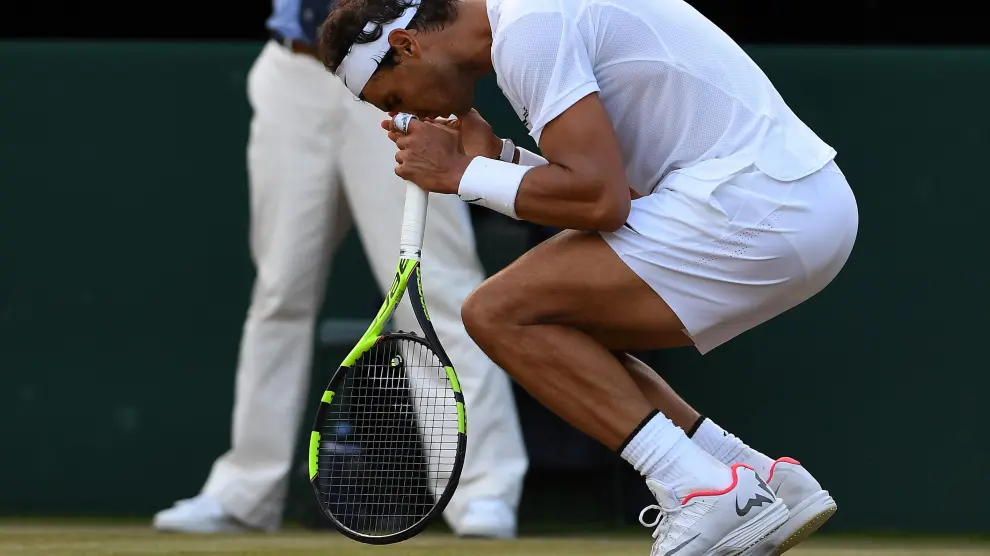Rafa Nadal, este lunes en Wimbledon.