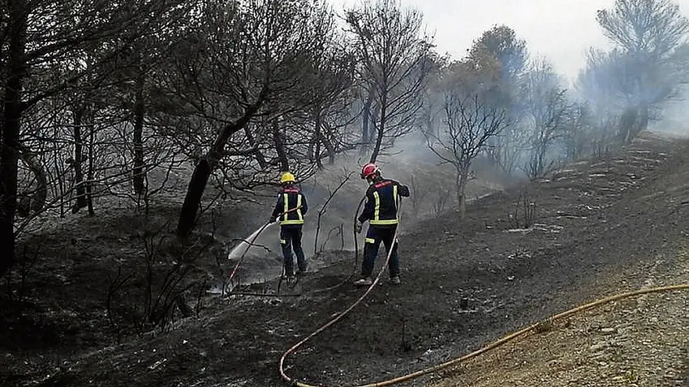 Uno de los últimos incendios atendidos por los bomberos de Huesca fuera del municipio.