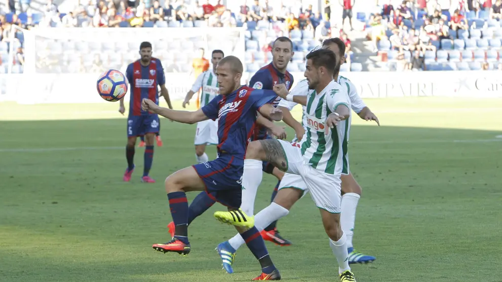Luso Delgado, en un partido contra el Huesca