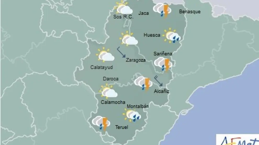 Alerta por tormentas muy intensas en las tres provincias aragonesas