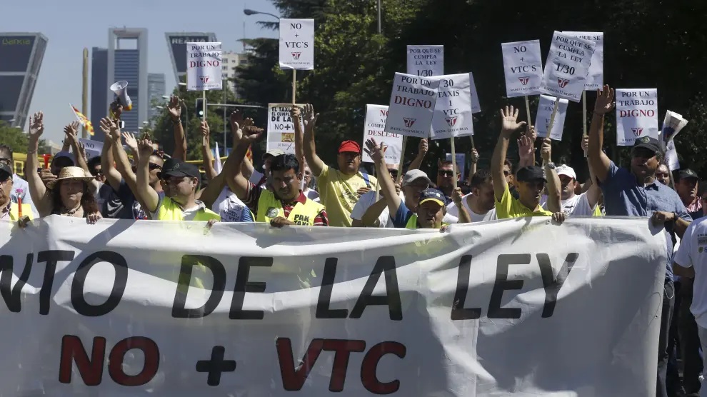 Manifestación en Madrid contra los VTC