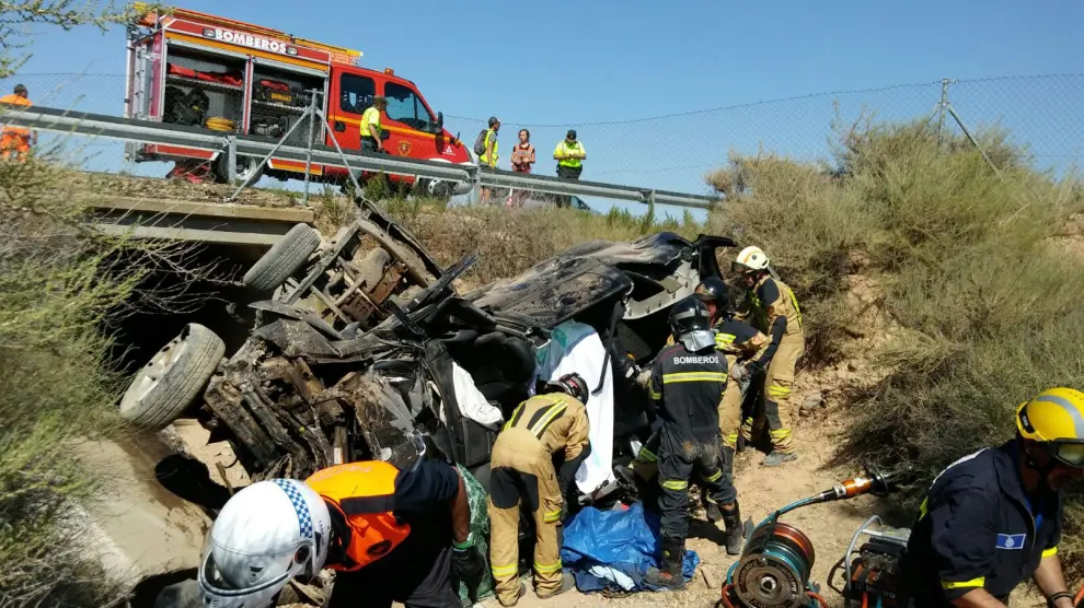 Foto de archivo de un accidente de tráfico en Boquiñeni.
