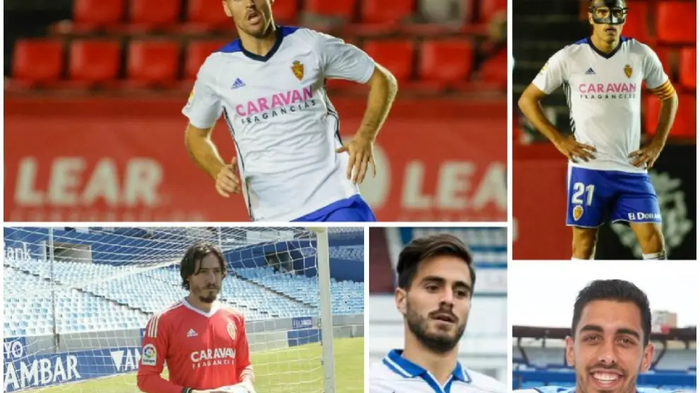 Toquero, Zapater, Cristian Álvarez, Javi Ros y Borja Iglesias, los únicos jugadores del actual Real Zaragoza que han debutado en la Primera División española.