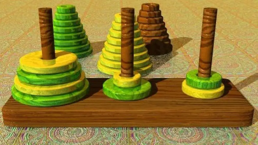 El juego consiste en trasladar la torre de una estaca a otra, moviendo las piezas de una en una, sin colocar ninguna sobre otra más pequeña