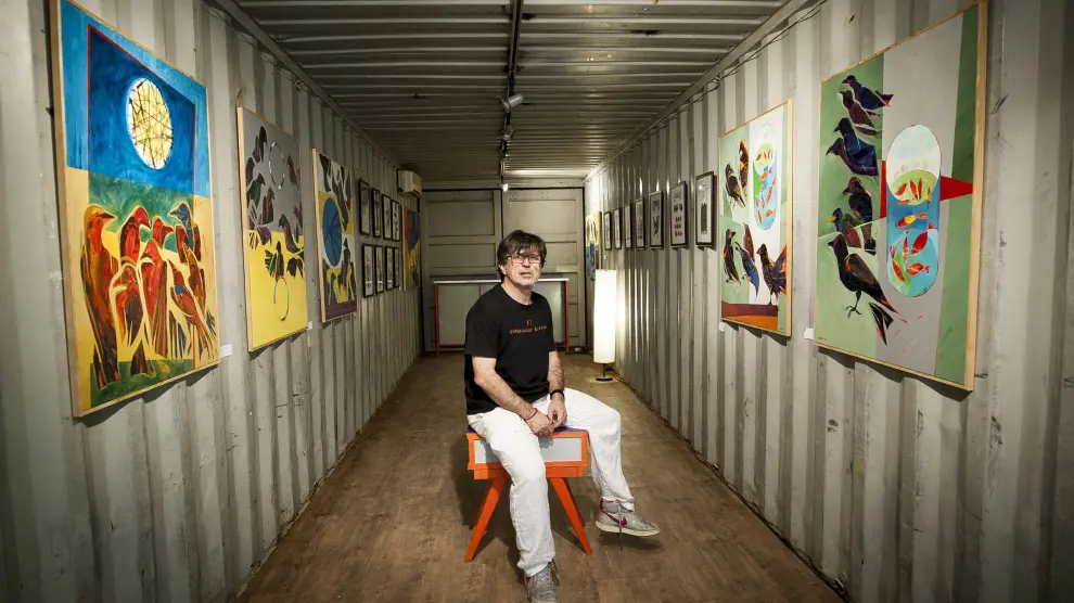 David Giménez, dentro del contenedor que alberga el proyecto enLATAmus.